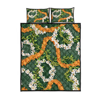 Aloha Festive Hawaii Quilt Bed Set Mokihana - Maile and Ilima on Forest Green LT7 - Polynesian Pride