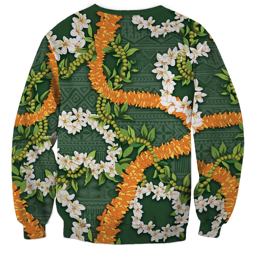 Aloha Festive Hawaii Sweatshirt Mokihana - Maile and Ilima on Forest Green LT7 - Polynesian Pride