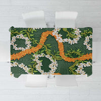 Aloha Festive Hawaii Tablecloth Mokihana - Maile and Ilima on Forest Green - Polynesian Pride