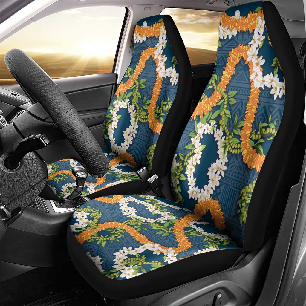 Aloha Festive Hawaii Car Seat Cover Mokihana - Maile and Ilima on Navy Blue LT7 - Polynesian Pride