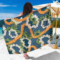 Aloha Festive Hawaii Sarong Mokihana - Maile and Ilima on Navy Blue - Polynesian Pride