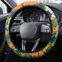 Aloha Festive Hawaii Steering Wheel Cover Mokihana - Maile and Ilima on Navy Blue - Polynesian Pride