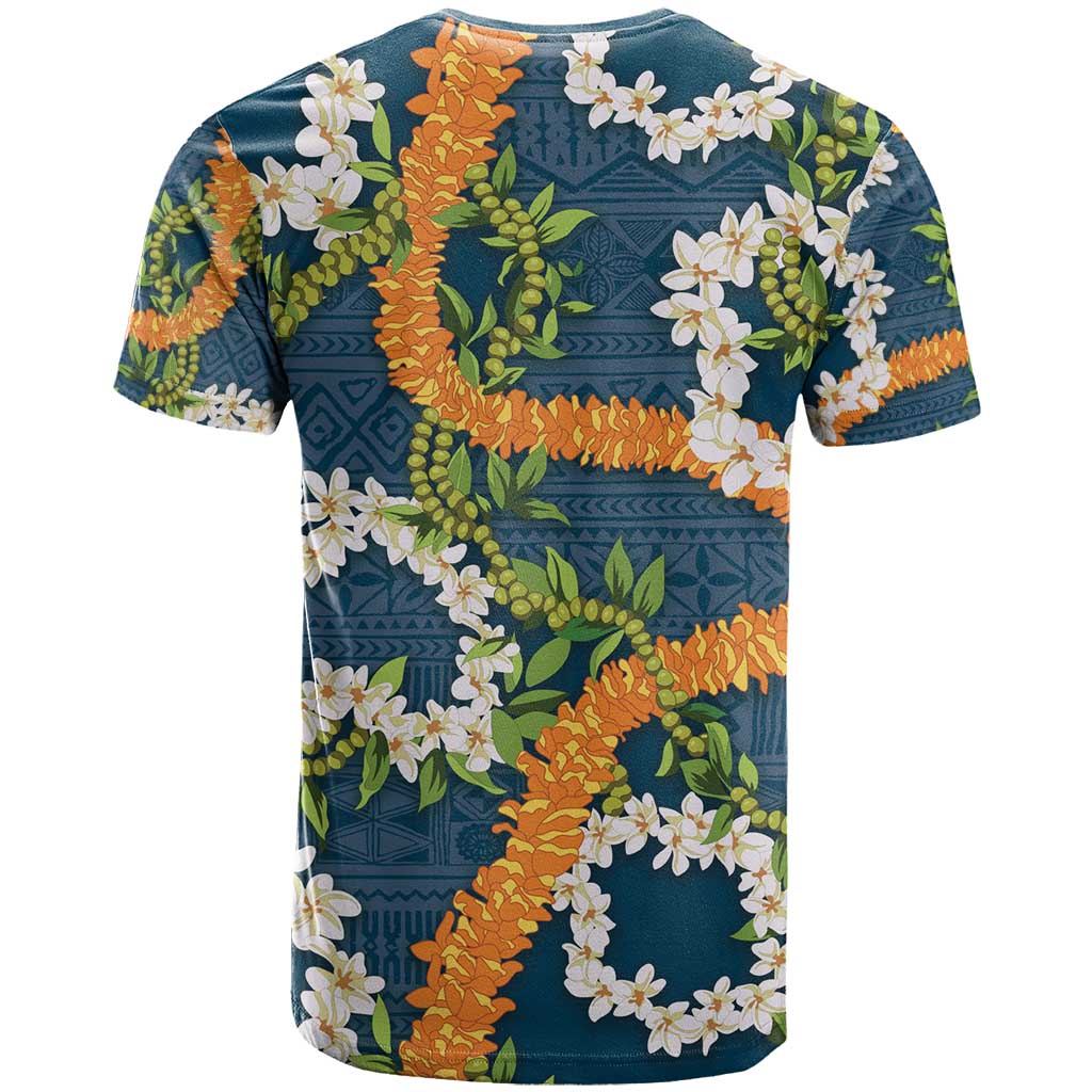Aloha Festive Hawaii T Shirt Mokihana - Maile and Ilima on Navy Blue - Polynesian Pride