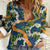 Aloha Festive Hawaii Women Casual Shirt Mokihana - Maile and Ilima on Navy Blue - Polynesian Pride