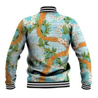 Aloha Festive Hawaii Baseball Jacket Mokihana - Maile and Ilima on Turquoise LT7 - Polynesian Pride