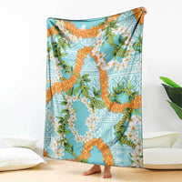 Aloha Festive Hawaii Blanket Mokihana - Maile and Ilima on Turquoise - Polynesian Pride