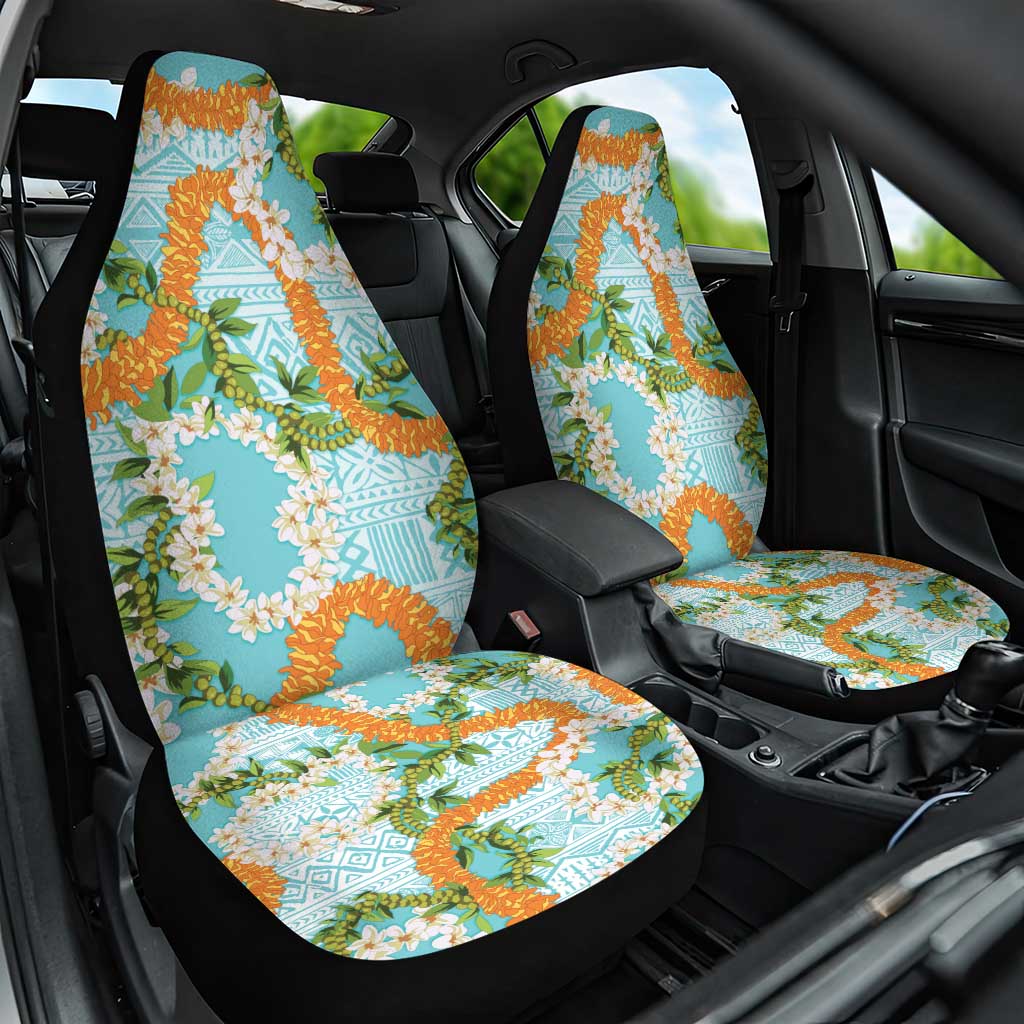 Aloha Festive Hawaii Car Seat Cover Mokihana - Maile and Ilima on Turquoise LT7 One Size Turquoise - Polynesian Pride