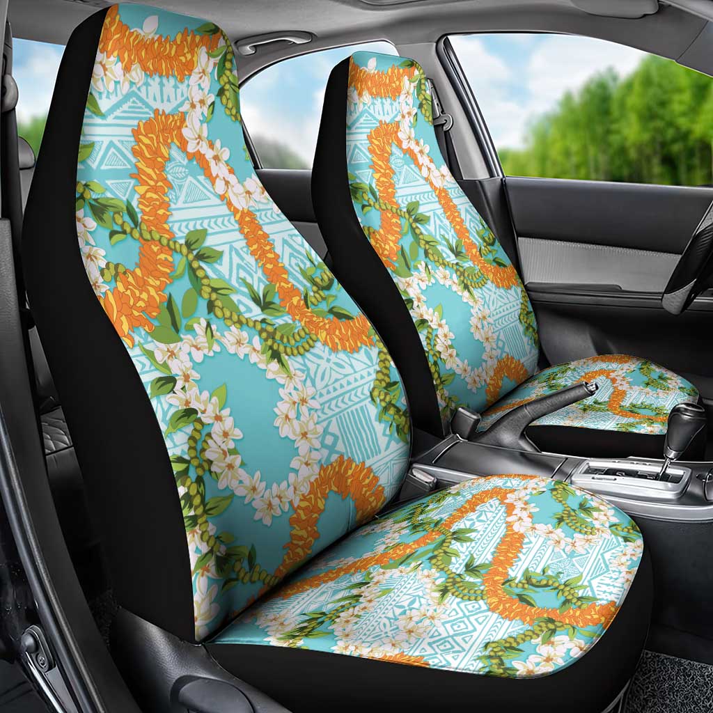 Aloha Festive Hawaii Car Seat Cover Mokihana - Maile and Ilima on Turquoise LT7 - Polynesian Pride