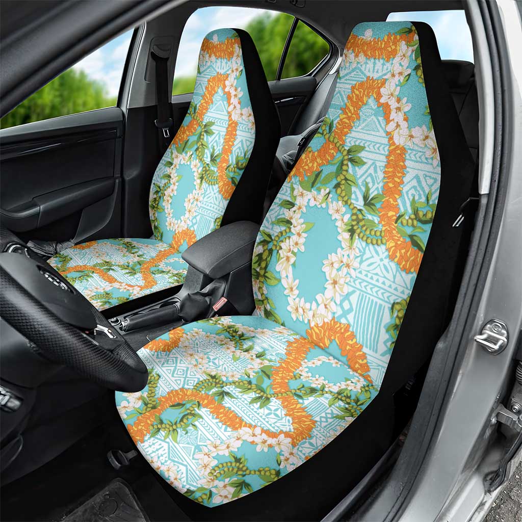 Aloha Festive Hawaii Car Seat Cover Mokihana - Maile and Ilima on Turquoise LT7 - Polynesian Pride