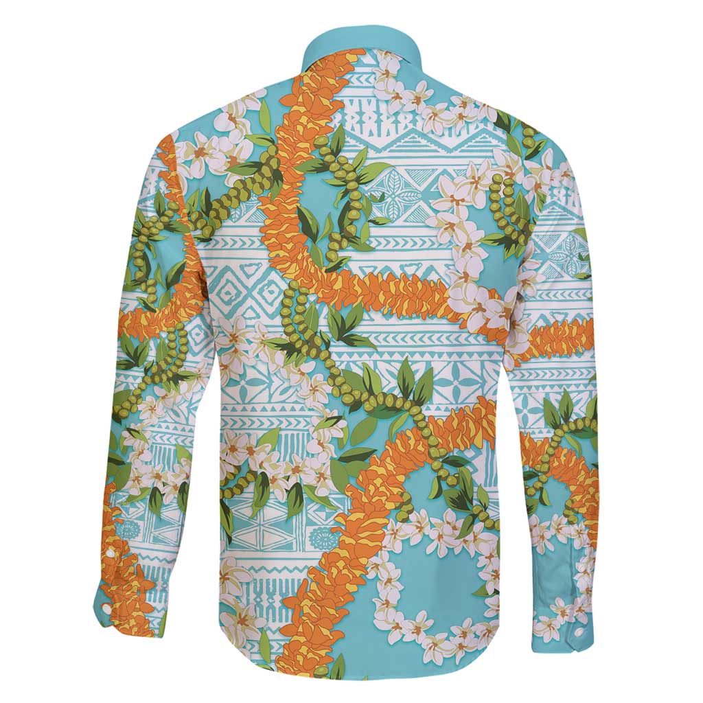 Aloha Festive Hawaii Family Matching Long Sleeve Bodycon Dress and Hawaiian Shirt Mokihana - Maile and Ilima on Turquoise - Polynesian Pride