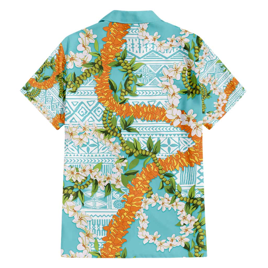 Aloha Festive Hawaii Family Matching Short Sleeve Bodycon Dress and Hawaiian Shirt Mokihana - Maile and Ilima on Turquoise - Polynesian Pride