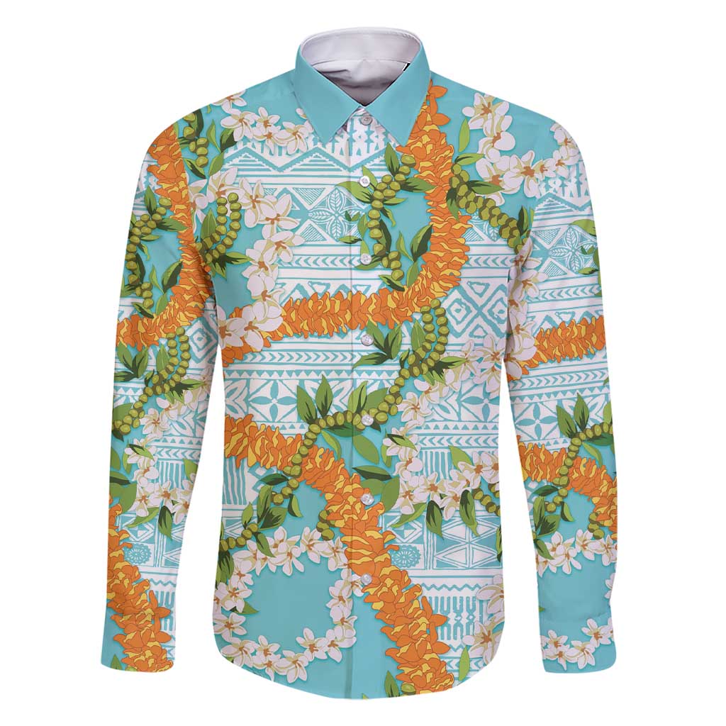Aloha Festive Hawaii Family Matching Short Sleeve Bodycon Dress and Hawaiian Shirt Mokihana - Maile and Ilima on Turquoise - Polynesian Pride