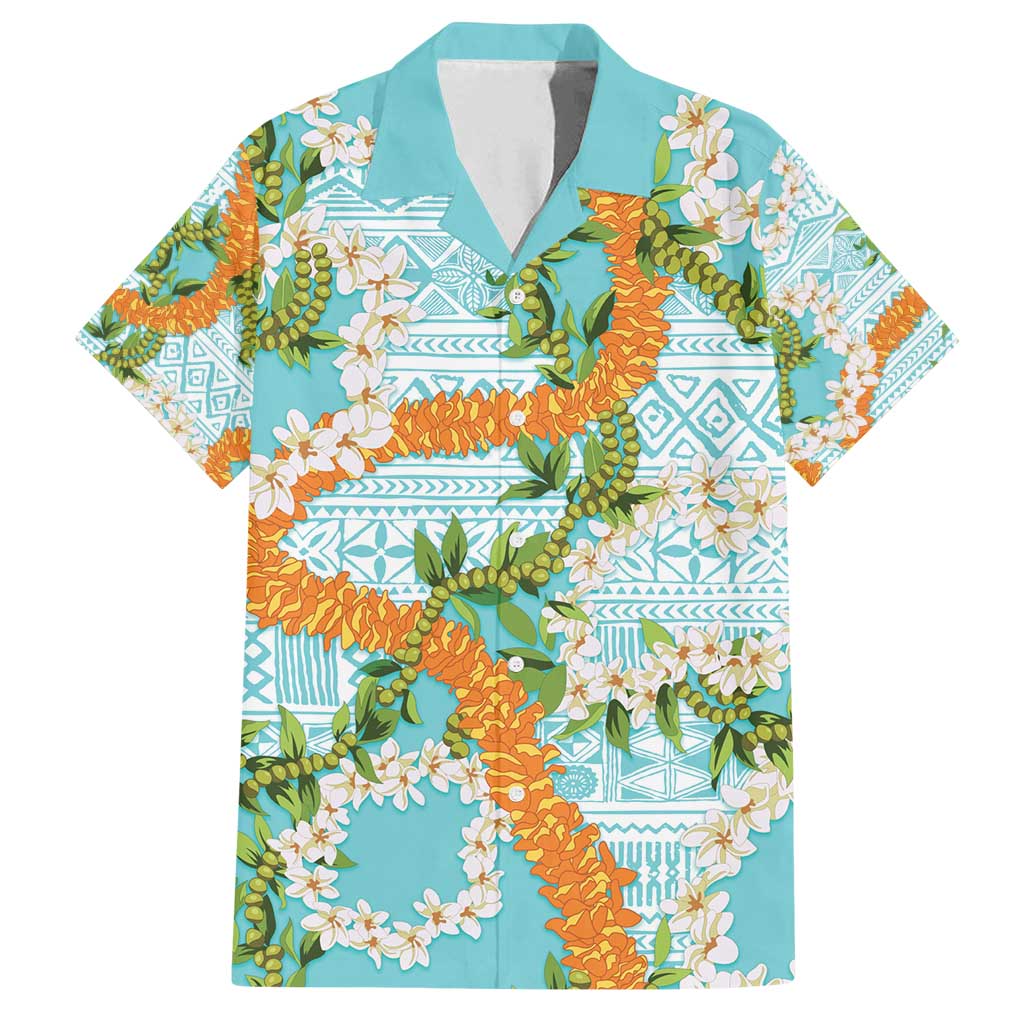 Aloha Festive Hawaii Family Matching Summer Maxi Dress and Hawaiian Shirt Mokihana - Maile and Ilima on Turquoise - Polynesian Pride