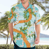 Aloha Festive Hawaii Hawaiian Shirt Mokihana - Maile and Ilima on Turquoise - Polynesian Pride