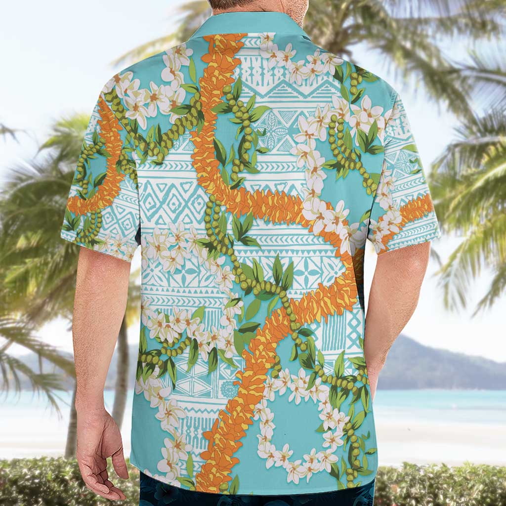 Aloha Festive Hawaii Hawaiian Shirt Mokihana - Maile and Ilima on Turquoise - Polynesian Pride
