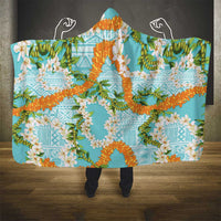 Aloha Festive Hawaii Hooded Blanket Mokihana - Maile and Ilima on Turquoise LT7 - Polynesian Pride