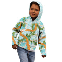 Aloha Festive Hawaii Kid Hoodie Mokihana - Maile and Ilima on Turquoise LT7 - Polynesian Pride