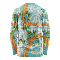 Aloha Festive Hawaii Long Sleeve Shirt Mokihana - Maile and Ilima on Turquoise LT7 - Polynesian Pride