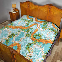 Aloha Festive Hawaii Quilt Mokihana - Maile and Ilima on Turquoise - Polynesian Pride