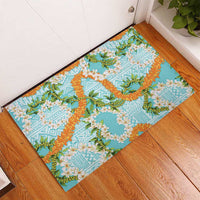 Aloha Festive Hawaii Rubber Doormat Mokihana - Maile and Ilima on Turquoise LT7 - Polynesian Pride