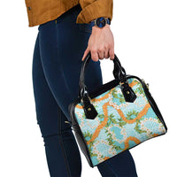 Aloha Festive Hawaii Shoulder Handbag Mokihana - Maile and Ilima on Turquoise - Polynesian Pride