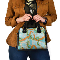 Aloha Festive Hawaii Shoulder Handbag Mokihana - Maile and Ilima on Turquoise - Polynesian Pride