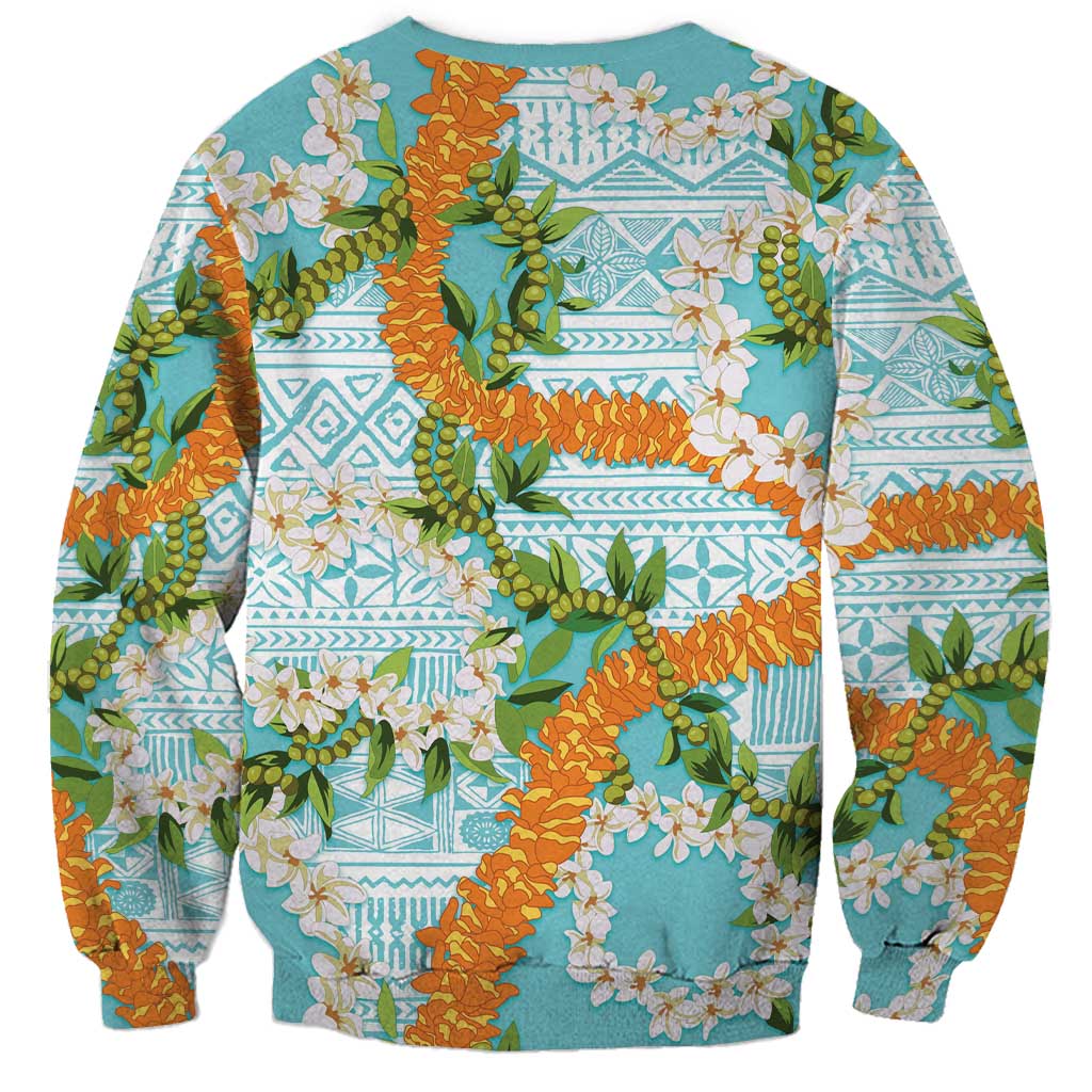 Aloha Festive Hawaii Sweatshirt Mokihana - Maile and Ilima on Turquoise LT7 - Polynesian Pride