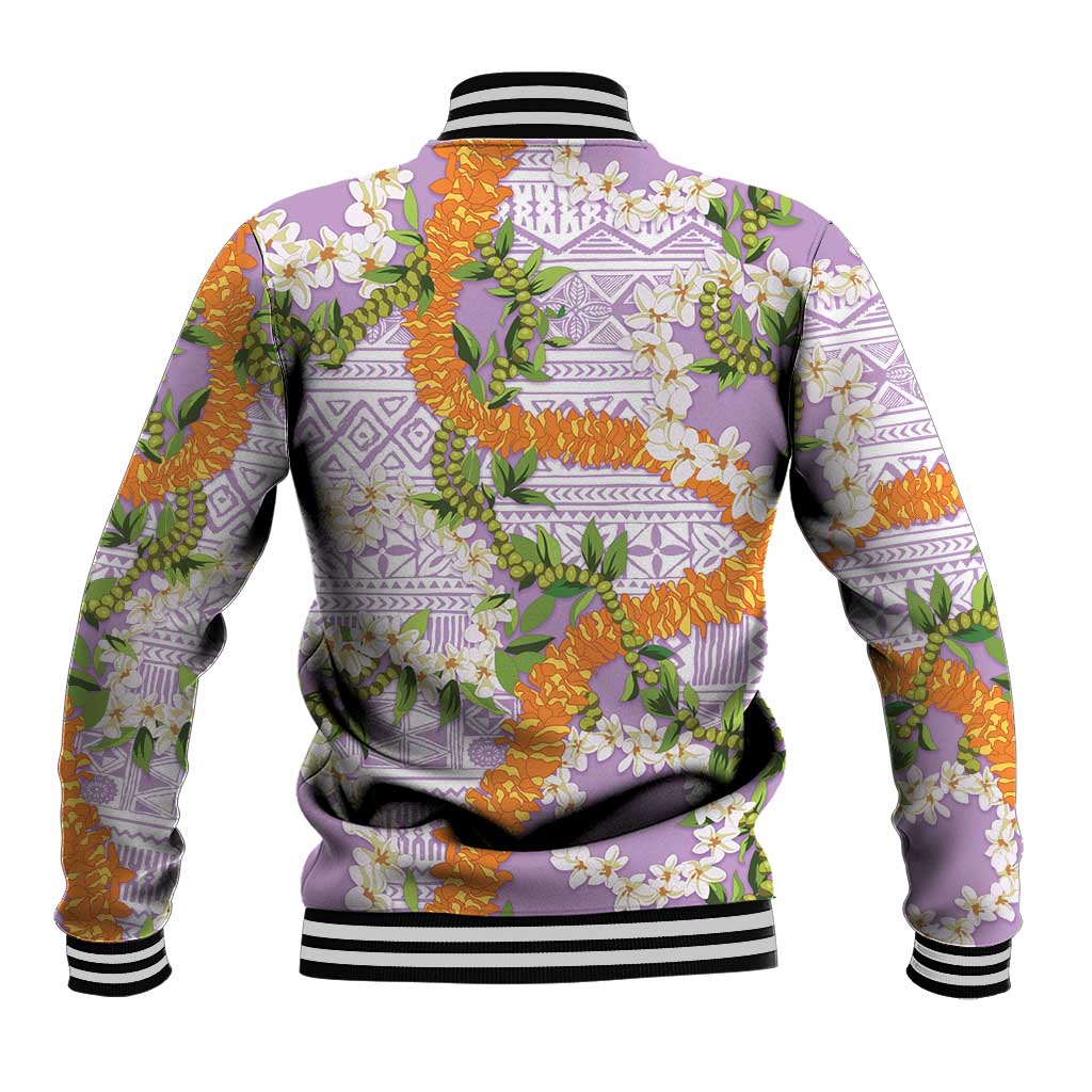 Aloha Festive Hawaii Baseball Jacket Mokihana - Maile and Ilima on Lilac LT7 - Polynesian Pride