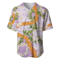 Aloha Festive Hawaii Baseball Jersey Mokihana - Maile and Ilima on Lilac - Polynesian Pride