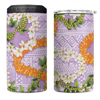 Aloha Festive Hawaii 4 in 1 Can Cooler Tumbler Mokihana - Maile and Ilima on Lilac - Polynesian Pride