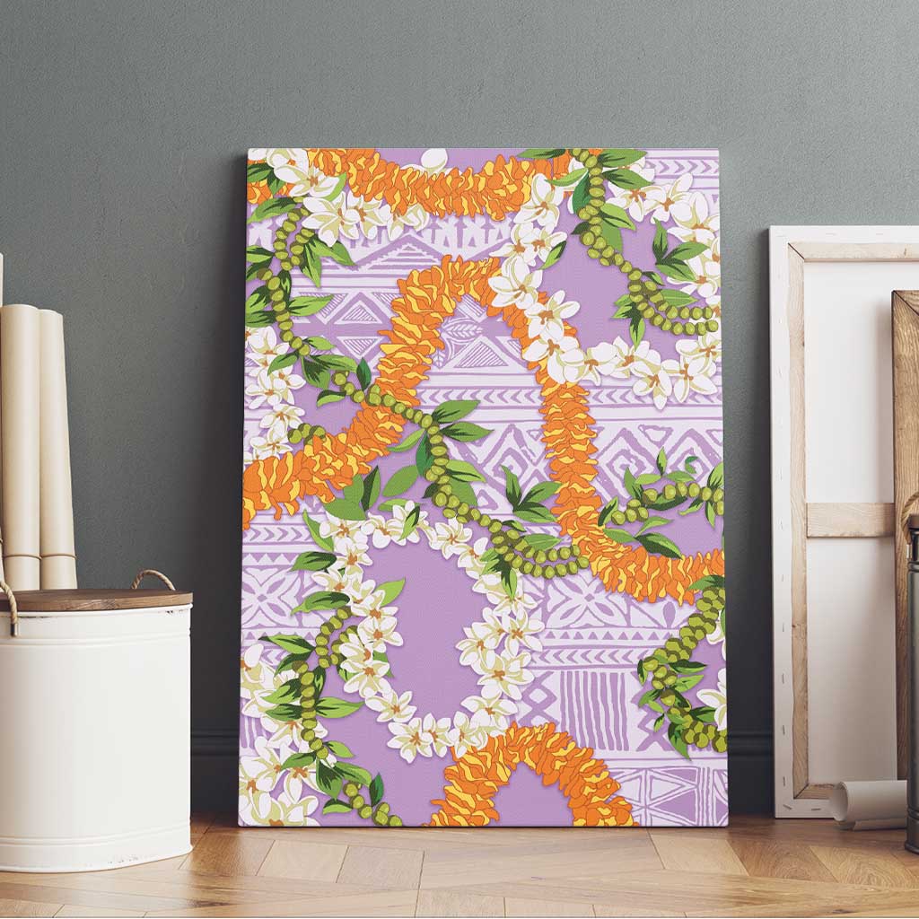 Aloha Festive Hawaii Canvas Wall Art Mokihana - Maile and Ilima on Lilac - Polynesian Pride