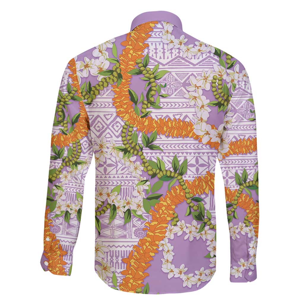 Aloha Festive Hawaii Family Matching Off Shoulder Maxi Dress and Hawaiian Shirt Mokihana - Maile and Ilima on Lilac - Polynesian Pride