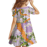 Aloha Festive Hawaii Family Matching Off Shoulder Short Dress and Hawaiian Shirt Mokihana - Maile and Ilima on Lilac - Polynesian Pride