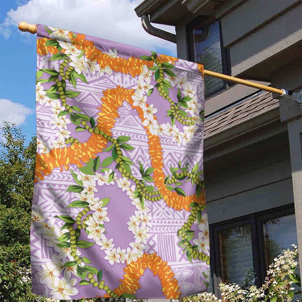 Aloha Festive Hawaii Garden Flag Mokihana - Maile and Ilima on Lilac - Polynesian Pride
