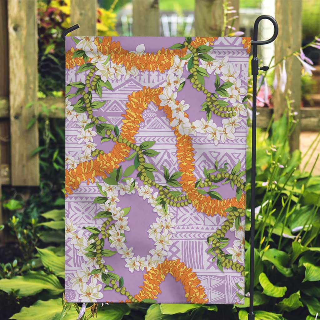 Aloha Festive Hawaii Garden Flag Mokihana - Maile and Ilima on Lilac - Polynesian Pride