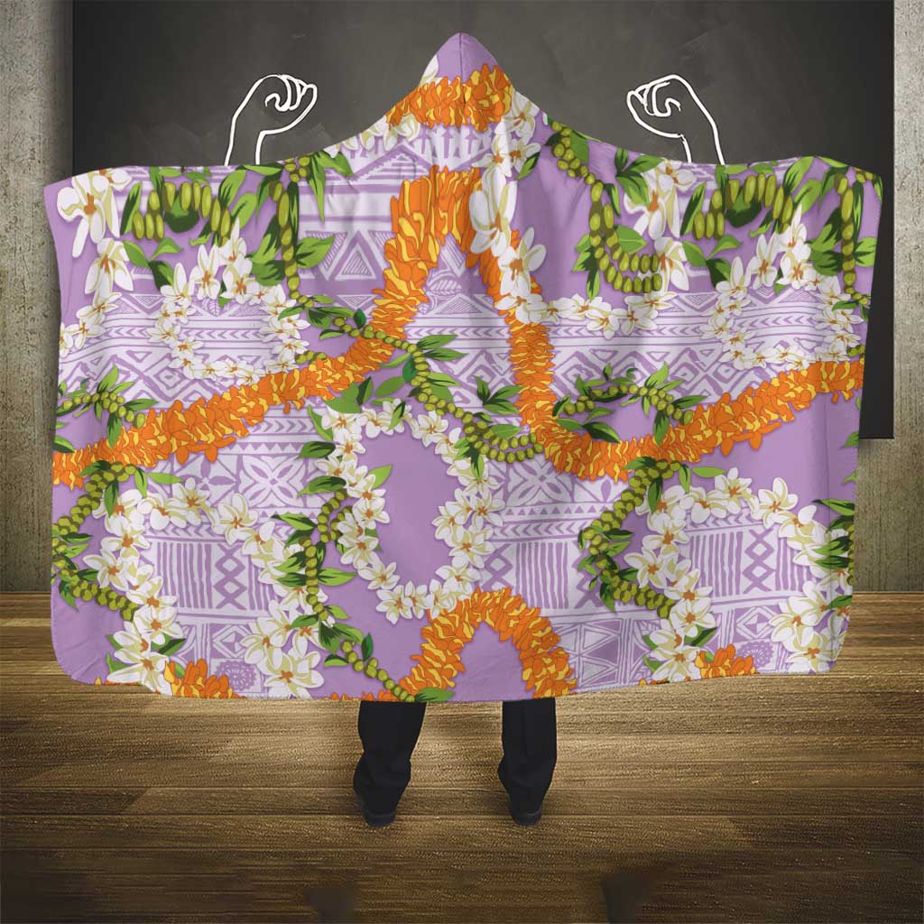 Aloha Festive Hawaii Hooded Blanket Mokihana - Maile and Ilima on Lilac LT7 - Polynesian Pride