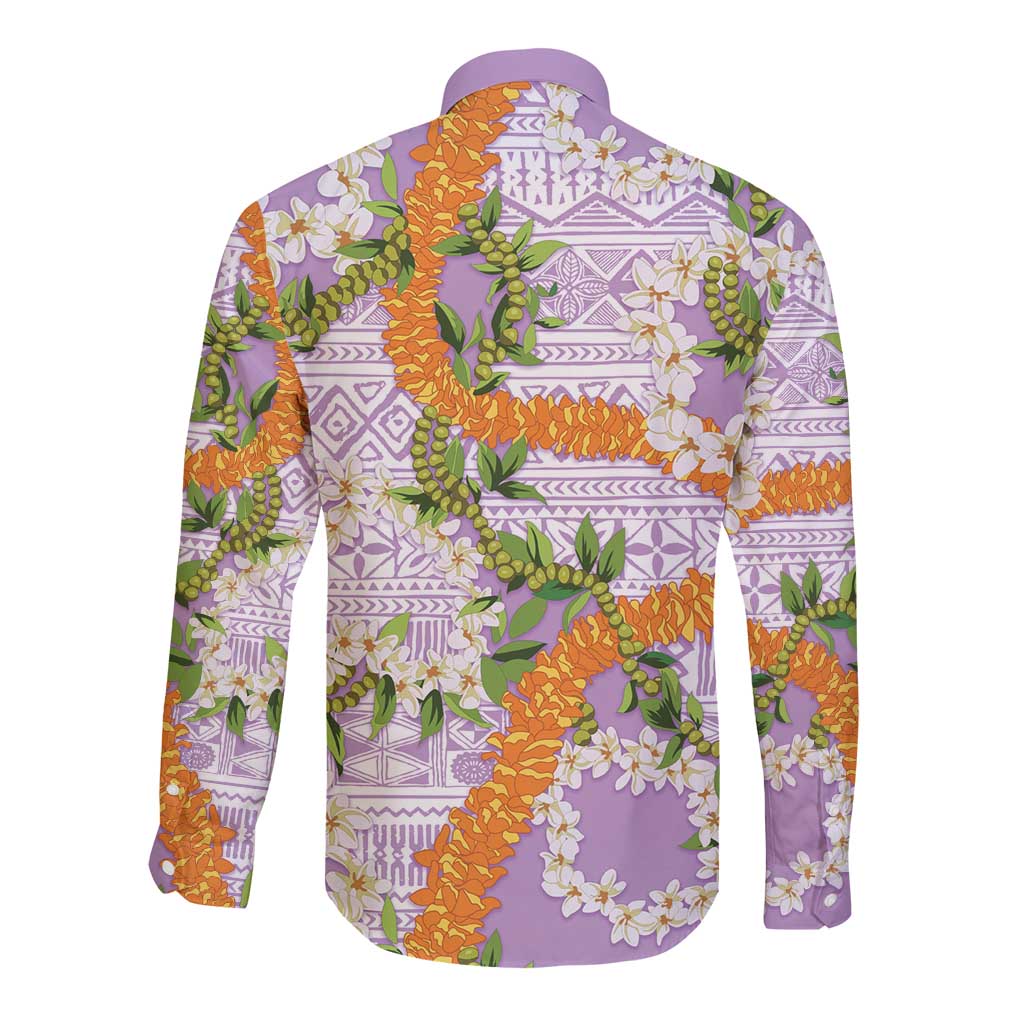 Aloha Festive Hawaii Long Sleeve Button Shirt Mokihana - Maile and Ilima on Lilac LT7 - Polynesian Pride
