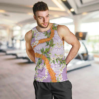 Aloha Festive Hawaii Men Tank Top Mokihana - Maile and Ilima on Lilac - Polynesian Pride