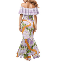 Aloha Festive Hawaii Mermaid Dress Mokihana - Maile and Ilima on Lilac - Polynesian Pride