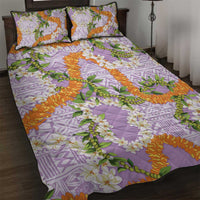 Aloha Festive Hawaii Quilt Bed Set Mokihana - Maile and Ilima on Lilac LT7 Lilac - Polynesian Pride