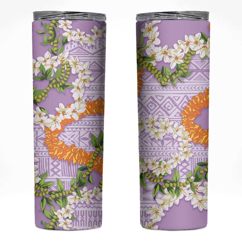 Aloha Festive Hawaii Skinny Tumbler Mokihana - Maile and Ilima on Lilac - Polynesian Pride