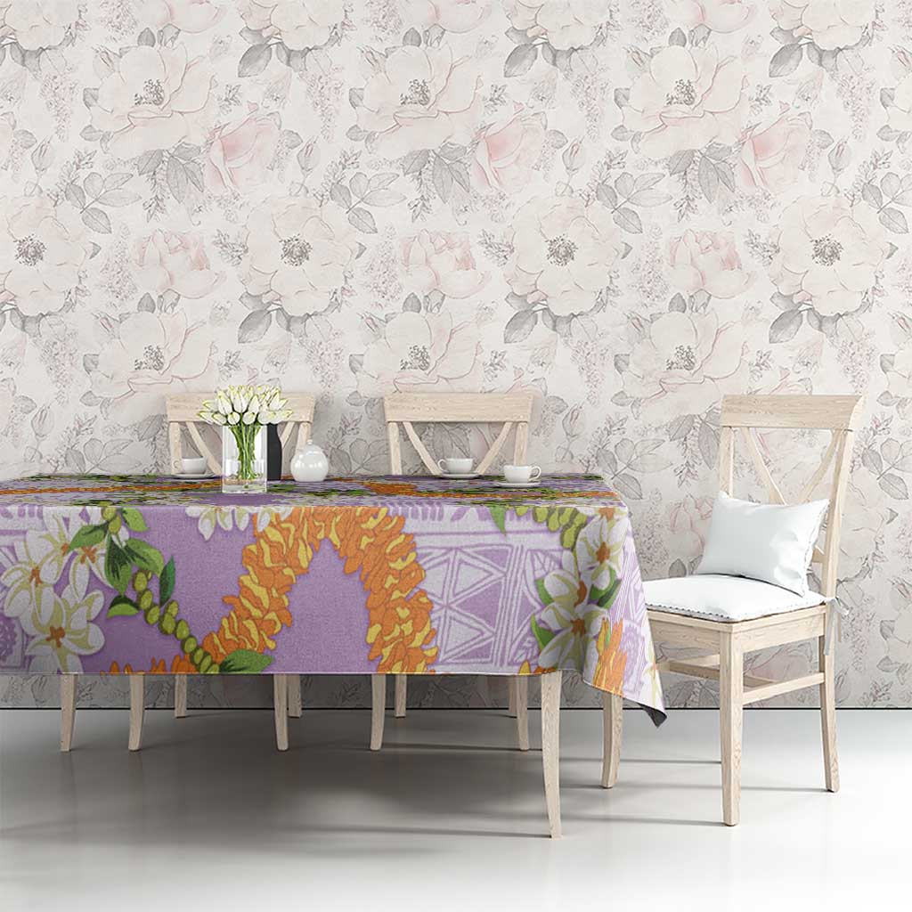 Aloha Festive Hawaii Tablecloth Mokihana - Maile and Ilima on Lilac - Polynesian Pride