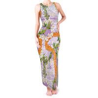 Aloha Festive Hawaii Tank Maxi Dress Mokihana - Maile and Ilima on Lilac - Polynesian Pride