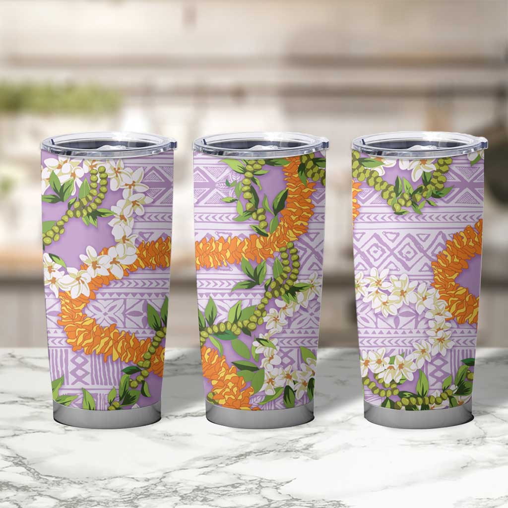 Aloha Festive Hawaii Tumbler Cup Mokihana - Maile and Ilima on Lilac - Polynesian Pride