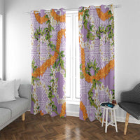 Aloha Festive Hawaii Window Curtain Mokihana - Maile and Ilima on Lilac - Polynesian Pride