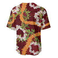 Aloha Festive Hawaii Baseball Jersey Mokihana - Maile and Ilima on Crimson - Polynesian Pride