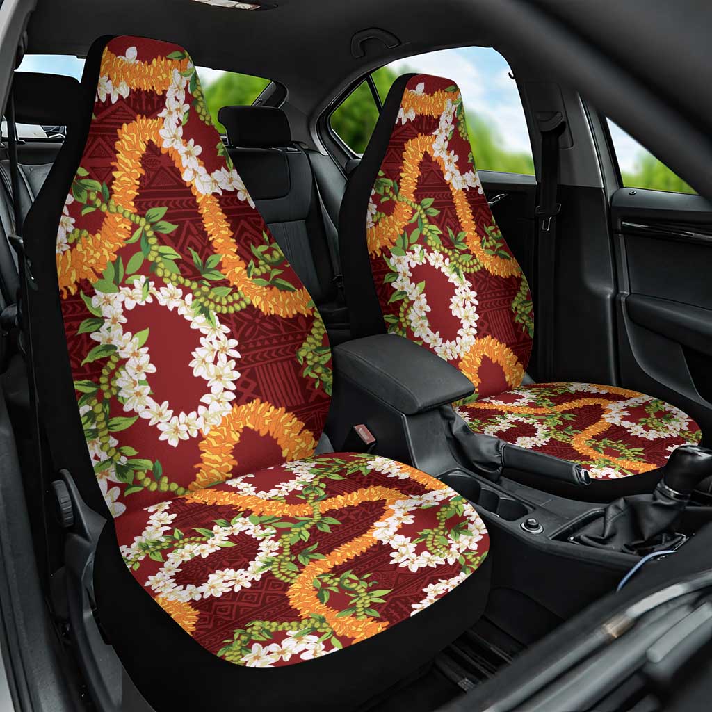 Aloha Festive Hawaii Car Seat Cover Mokihana - Maile and Ilima on Crimson LT7 One Size Crimson - Polynesian Pride