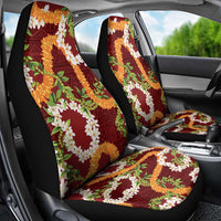 Aloha Festive Hawaii Car Seat Cover Mokihana - Maile and Ilima on Crimson LT7 - Polynesian Pride