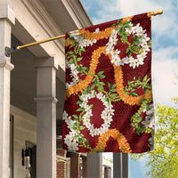 Aloha Festive Hawaii Garden Flag Mokihana - Maile and Ilima on Crimson - Polynesian Pride