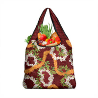Aloha Festive Hawaii Grocery Bag Mokihana - Maile and Ilima on Crimson - Polynesian Pride